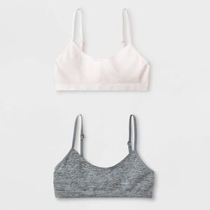 Maidenform Girl Bonded Crop Bra 2pk Pink Gray Size L NIP